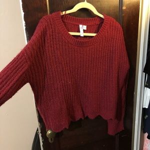 Red Shimmery Crop Sweater - only worn once!